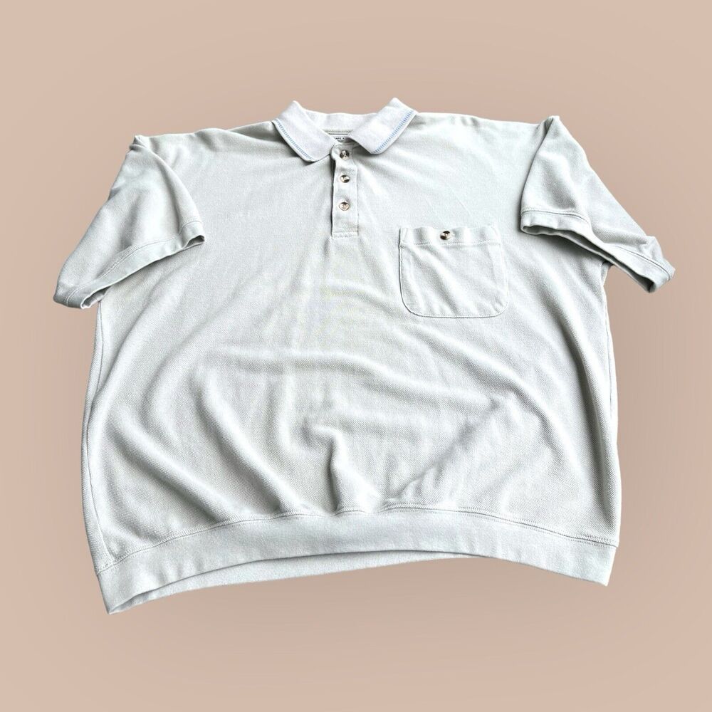 Safe Harbor Polo Shirt Mens Beige Golf Boxy Short Sleeve Adult XL Preppy